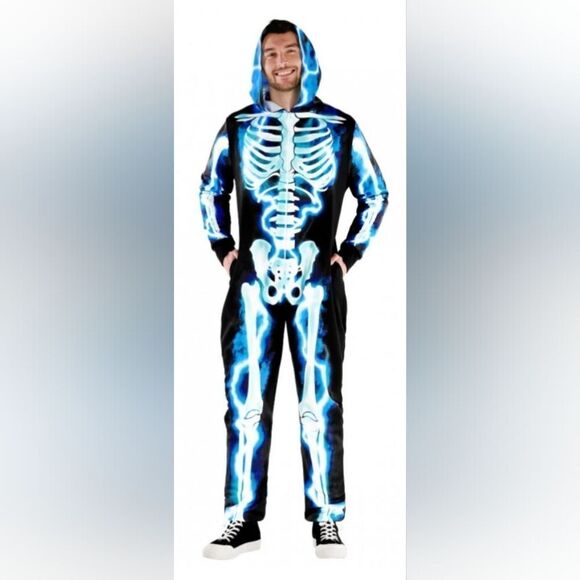 Morph Costumes Electric Blue Skeleton Halloween Costume Men's Size Large - Picture 1 of 7